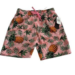 Good Vibes Swim Trunks Board Shorts Men Medium 30" Upside Down Pineapple Stretch